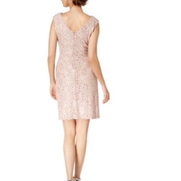 Connected Sequined Lace Cutout Sheath Dress, Champagne Gold, 10 - Picture 2 of 7